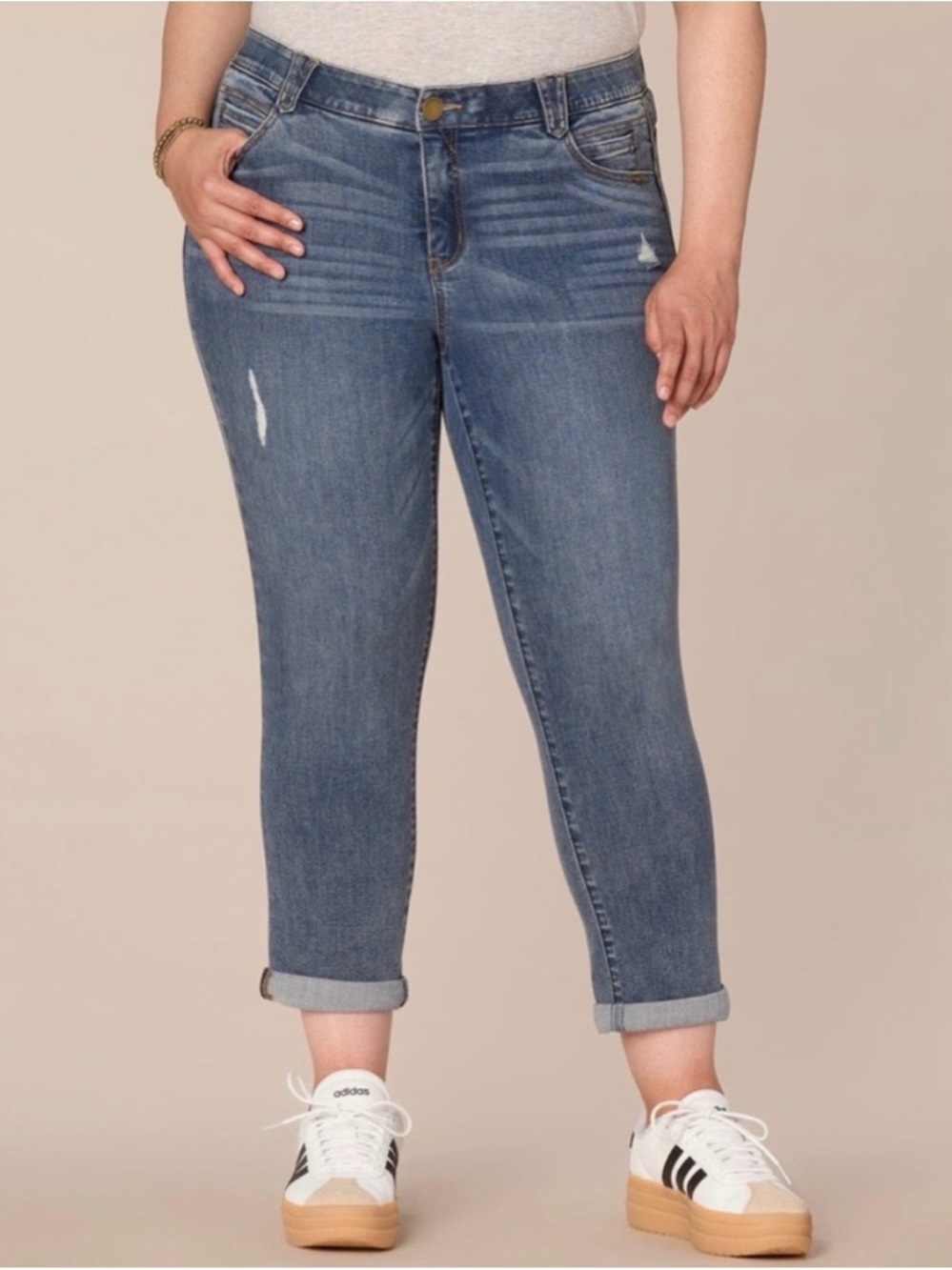 Democracy Distressed “Ab”Solution Girlfriend Jeans